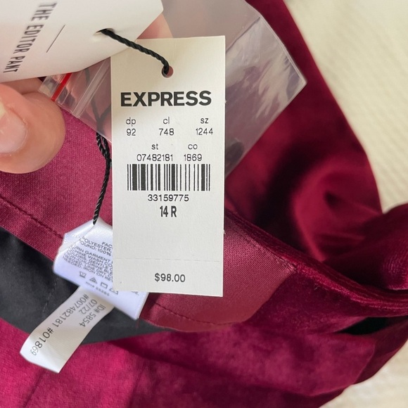 Express Burgandy The Editor Velvet Pants - Picture 11 of 12